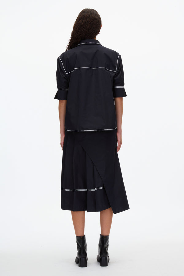 3.1 Phillip Lim Shirt Dress With Wave Embroidery MIDNIGHT