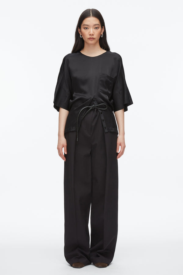 3.1 Phillip Lim Short Sleeve Top With Button Placket BLACK