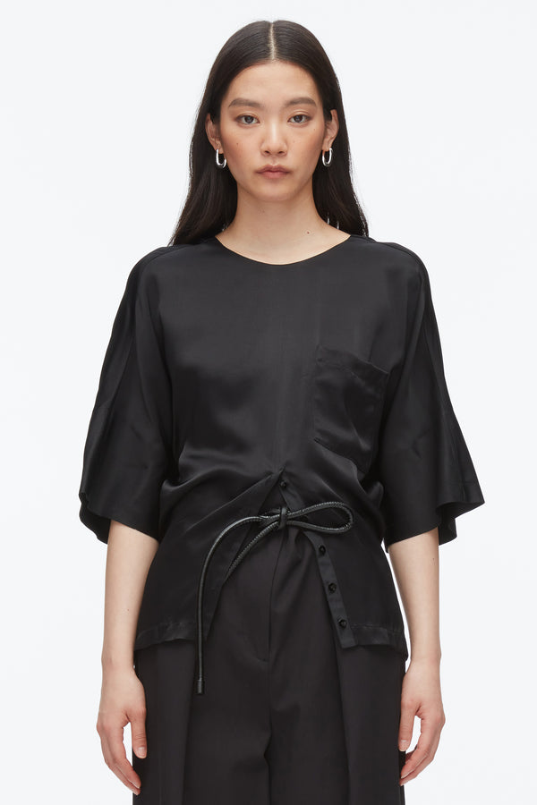 3.1 Phillip Lim Short Sleeve Top With Button Placket BLACK