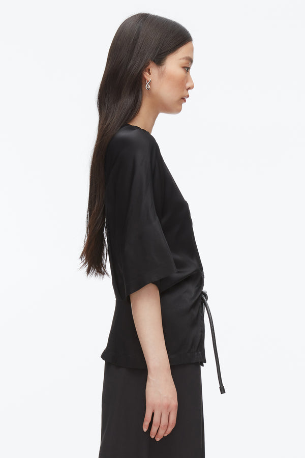 3.1 Phillip Lim Short Sleeve Top With Button Placket BLACK