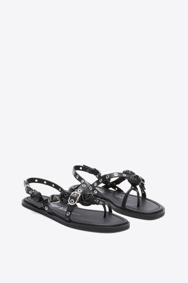 3.1 Phillip Lim Strappy Eyelet Sandal With Rosettes BLACK