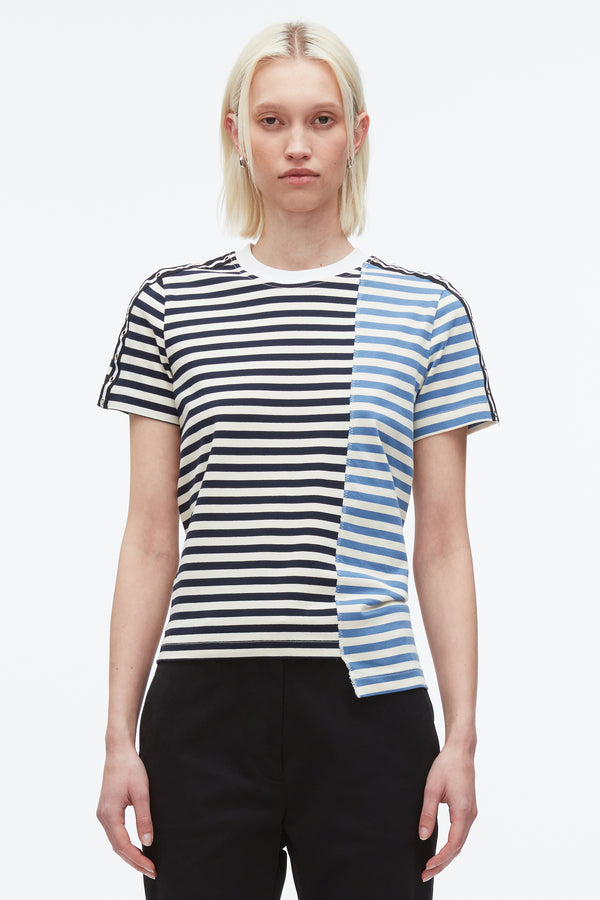 3.1 Phillip Lim Stripe Patchwork T-Shirt MIDNIGHT MULTI