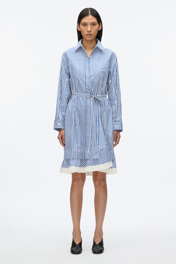 3.1 Phillip Lim Stripe Shirt With Cascade Sleeves BLUE MULTI