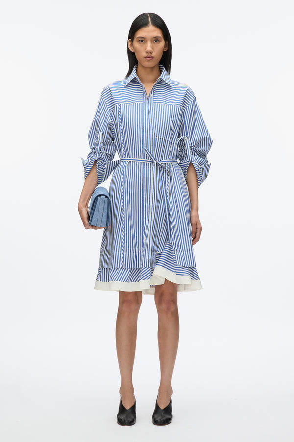 3.1 phillip lim Stripe Shirt with Cascade Sleeves BLUE MULTI