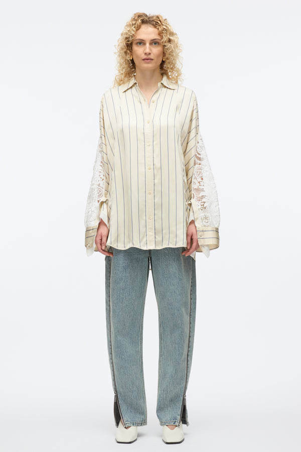 3.1 Phillip Lim Stripe Shirt With Corded Lace SAND MULTI