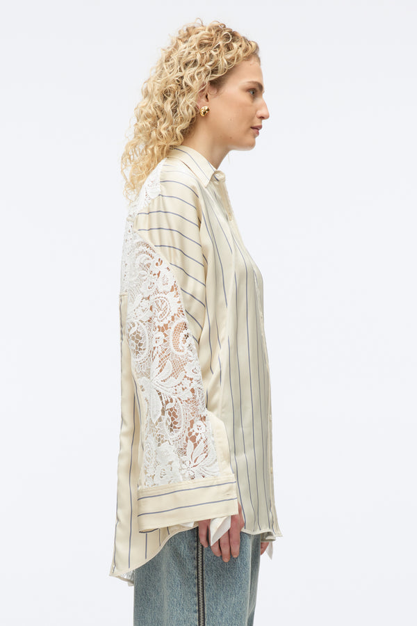 3.1 Phillip Lim Stripe Shirt With Corded Lace SAND MULTI