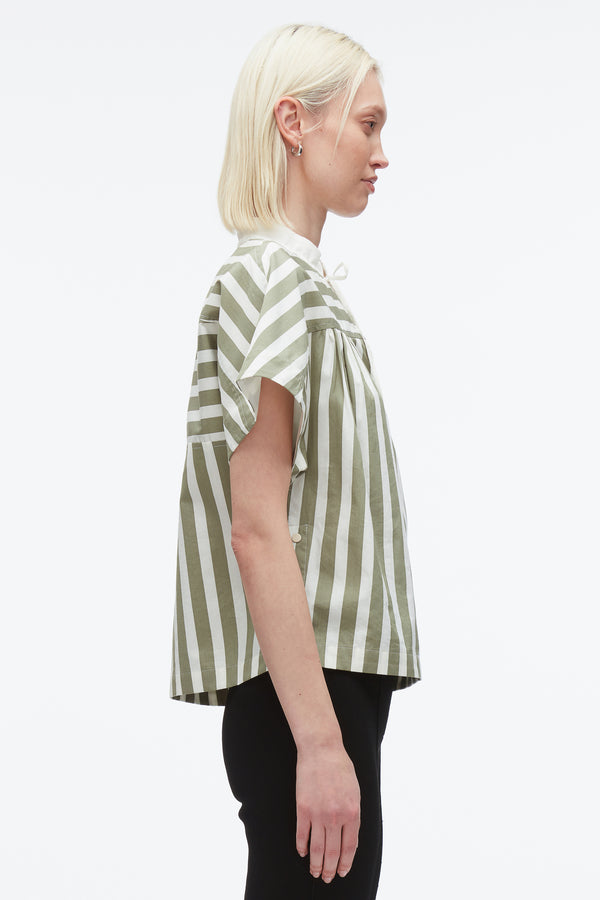 3.1 Phillip Lim Striped Open Neck Top With Ties THYME MULTI