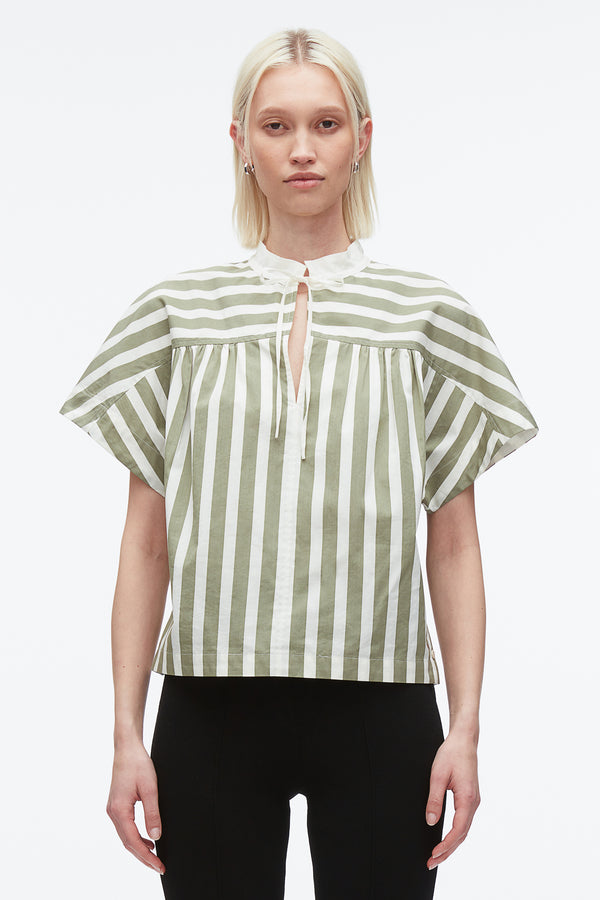 3.1 Phillip Lim Striped Open Neck Top With Ties THYME MULTI