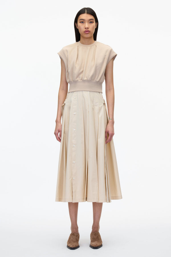 3.1 Phillip Lim Sweatshirt Combo Dress With Pleated Skirt CONCRETE