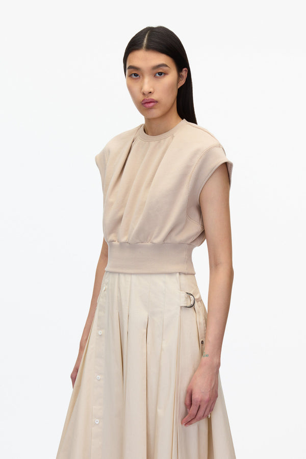 3.1 Phillip Lim Sweatshirt Combo Dress With Pleated Skirt CONCRETE