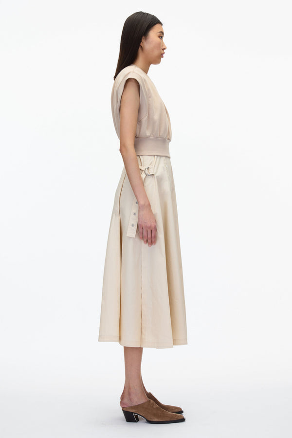 3.1 Phillip Lim Sweatshirt Combo Dress With Pleated Skirt CONCRETE