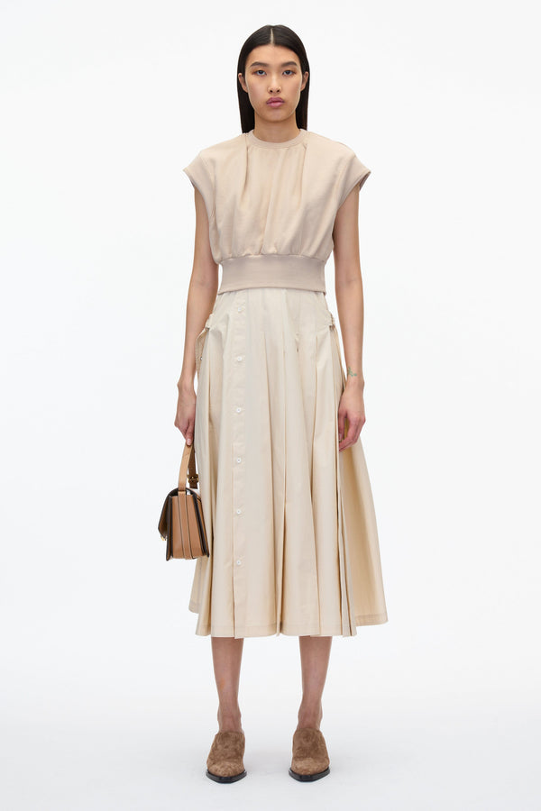 3.1 phillip lim Sweatshirt Combo Dress with Pleated Skirt CONCRETE