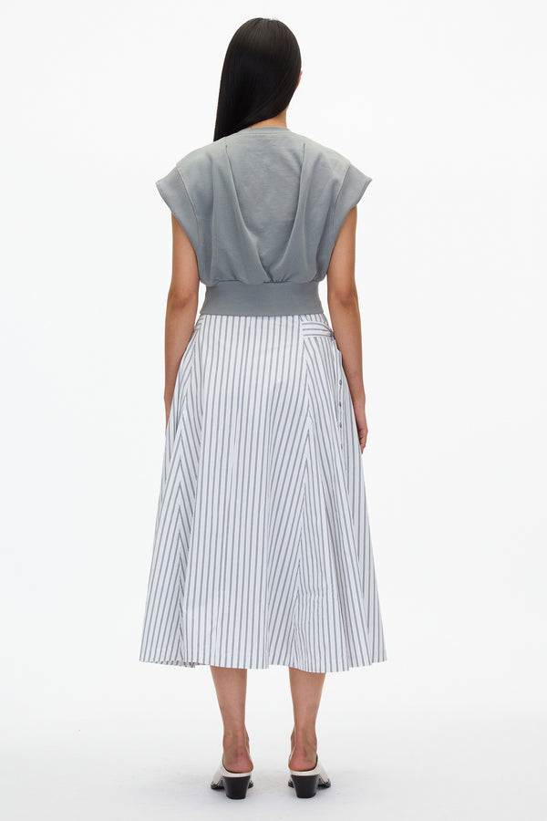 3.1 Phillip Lim Sweatshirt Combo Dress With Pleated Skirt SAGE-OFF WHITE