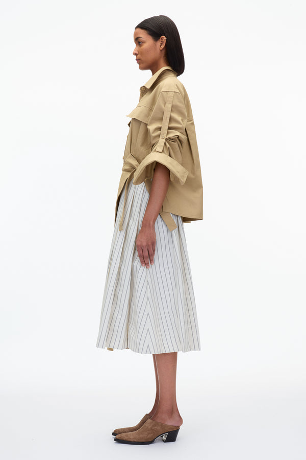 3.1 Phillip Lim Utility Shirt Dress With Pleated Wrap Skirt KHAKI