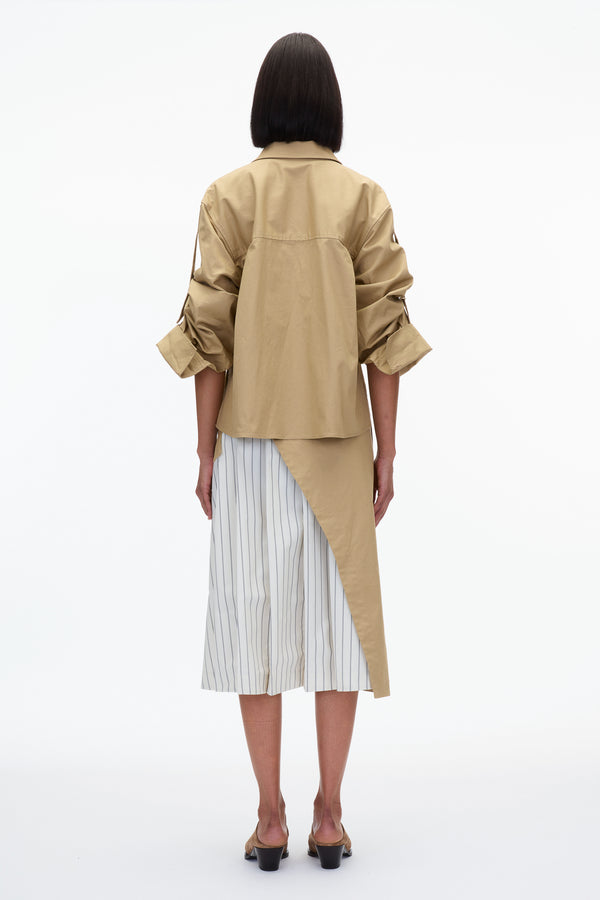 3.1 Phillip Lim Utility Shirt Dress With Pleated Wrap Skirt KHAKI