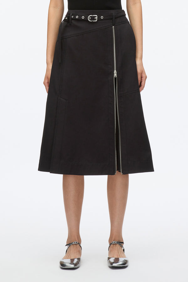 3.1 Phillip Lim Utility Skirt With Zip Chiffon Godet BLACK