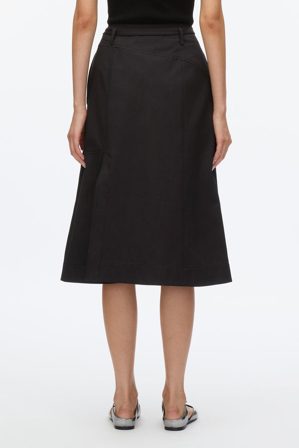 3.1 Phillip Lim Utility Skirt With Zip Chiffon Godet BLACK