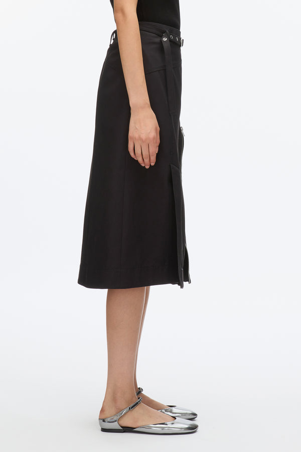 3.1 Phillip Lim Utility Skirt With Zip Chiffon Godet BLACK