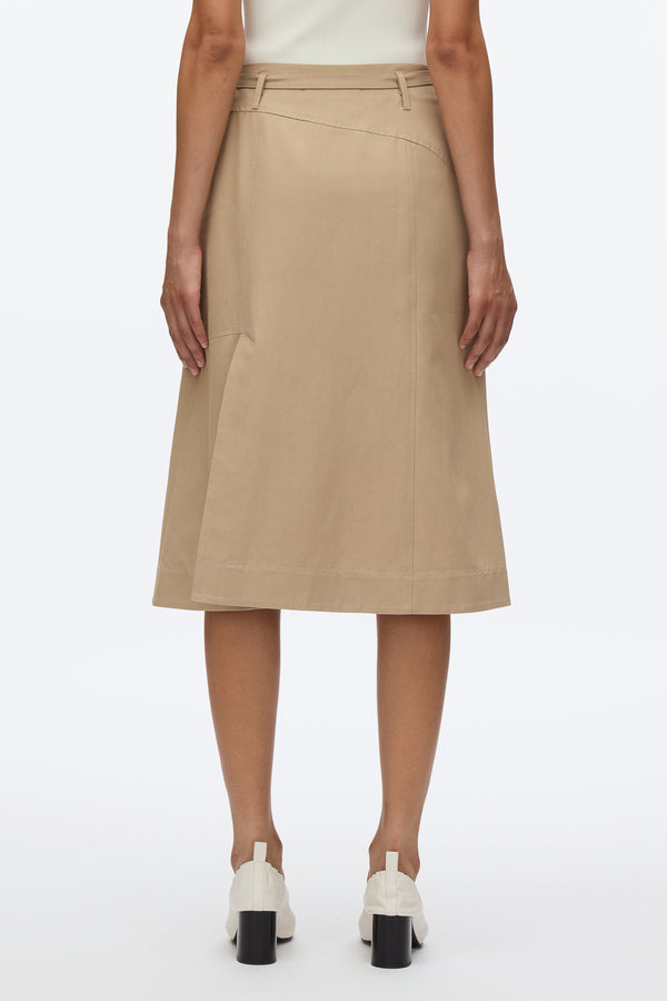 3.1 Phillip Lim Utility Skirt With Zip Chiffon Godet KHAKI