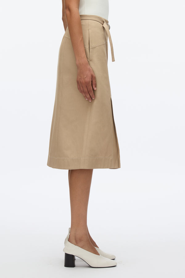 3.1 Phillip Lim Utility Skirt With Zip Chiffon Godet KHAKI