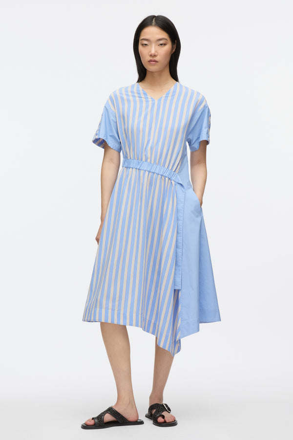 3.1 Phillip Lim V Neck Dress With Elasticated Waist OXFORD BLUE MULTI