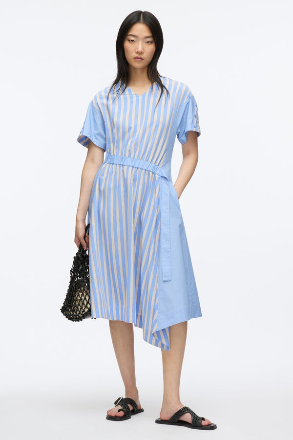 3.1 phillip lim V Neck Dress with Elasticated Waist OXFORD BLUE MULTI