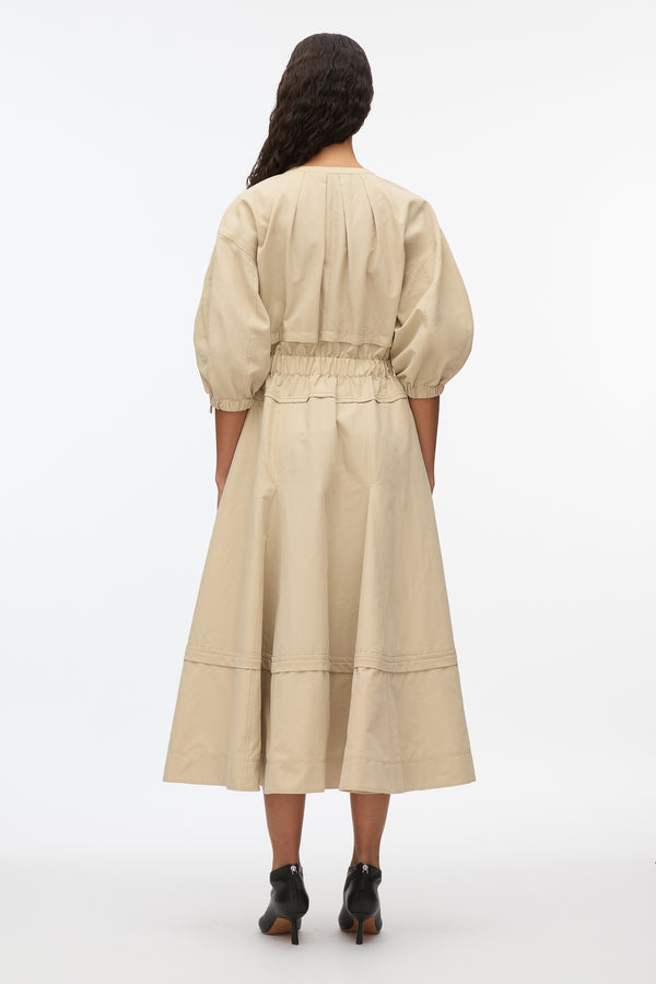 3.1 Phillip Lim V-Neck Dress With Gathered Sleeves SAND