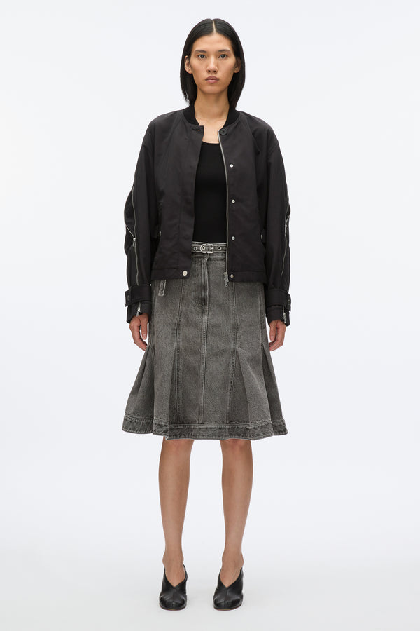 3.1 Phillip Lim Zip Cocoon Back Bomber Jacket BLACK