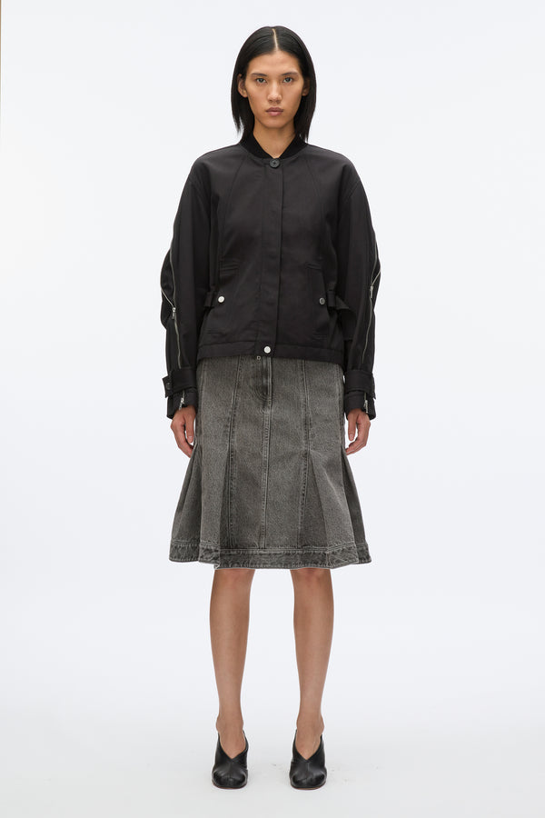 3.1 Phillip Lim Zip Cocoon Back Bomber Jacket BLACK