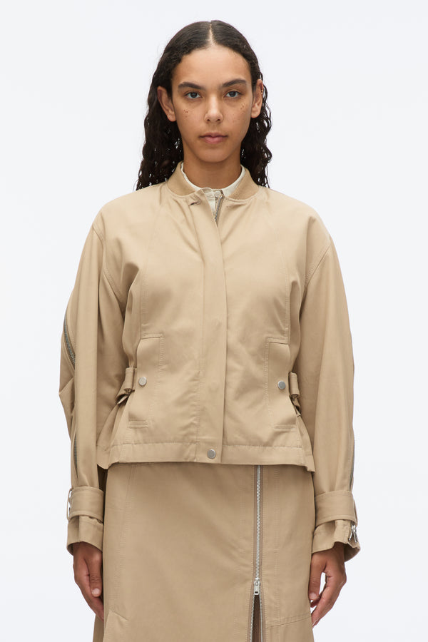 3.1 Phillip Lim Zip Cocoon Back Bomber Jacket KHAKI