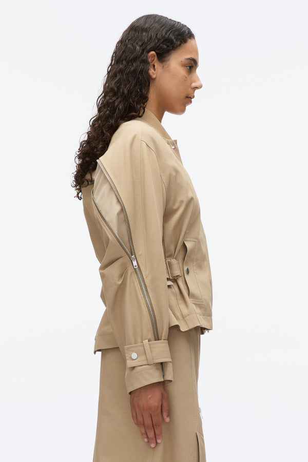 3.1 Phillip Lim Zip Cocoon Back Bomber Jacket KHAKI