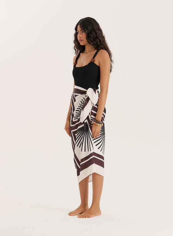 4th & Reckless Abstract Print Sarong- Aura