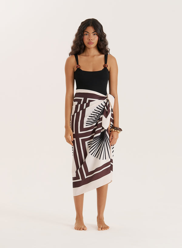 4th & reckless Abstract Print Sarong- Aura