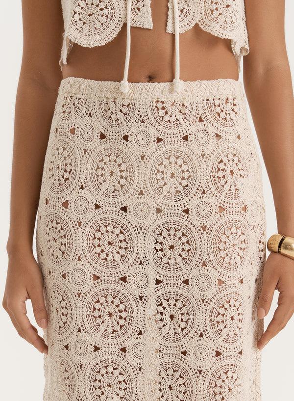 4th & Reckless Beige Crochet Maxi Skirt- Laurenne