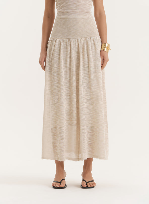 4th & Reckless Beige Drop Waist Maxi Skirt- Nikki