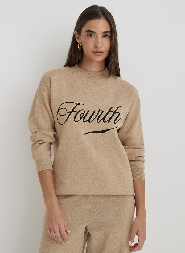 4th & reckless Beige Knitted Fourth Jumper- Avery