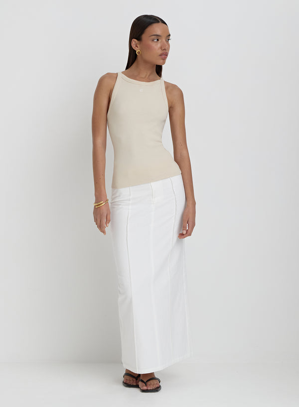 4th & Reckless Beige Ribbed 4th Racer Vest- Rhea