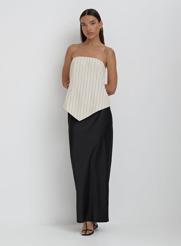 4th & Reckless Beige Striped Linen Bandeau Top- Alai