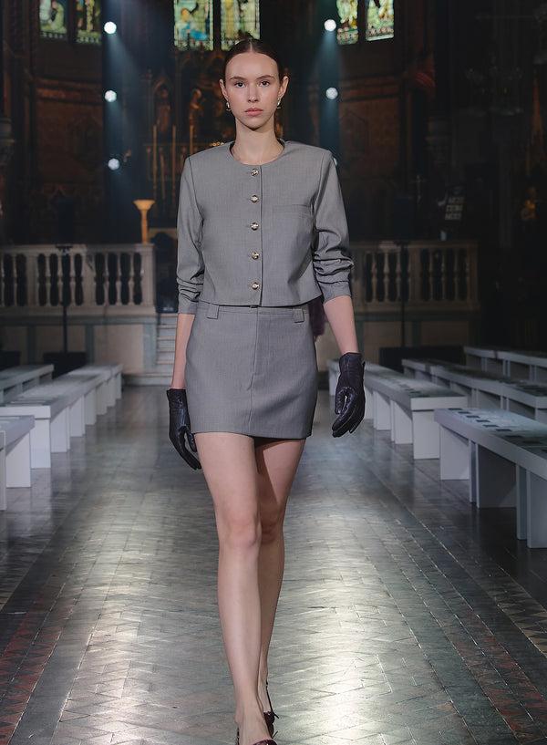 4th & Reckless Beige Tailored Cropped Jacket- Agnes