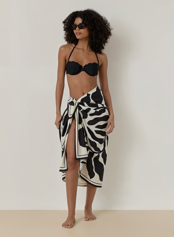4th & reckless Black And Cream Printed Sarong- Bora