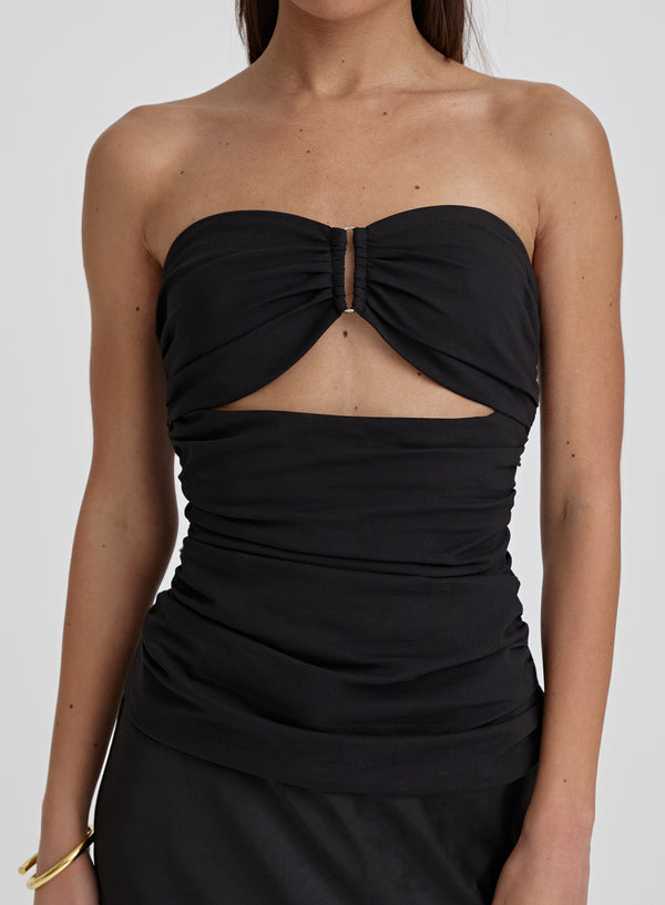 4th & Reckless Black Bandeau Cut Out Detail Top- Indi