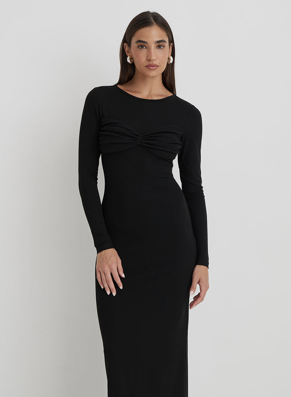 4th & Reckless Black Bust Detail Maxi Dress- Zofia