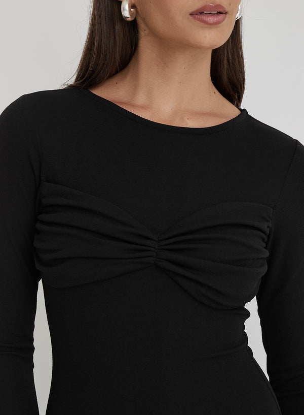 4th & Reckless Black Bust Detail Maxi Dress- Zofia