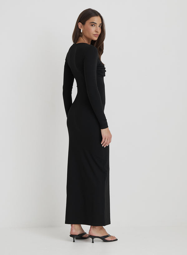 4th & Reckless Black Bust Detail Maxi Dress- Zofia