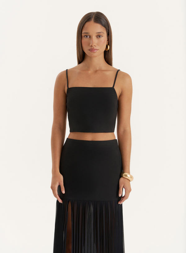 4th & reckless Black Cami Crop Top- Lucian