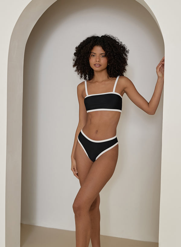 4th & Reckless Black Contrast Trim Bikini Top- Cabo