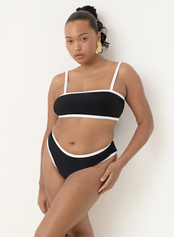 4th & Reckless Black Contrast Trim Bikini Top- Cabo