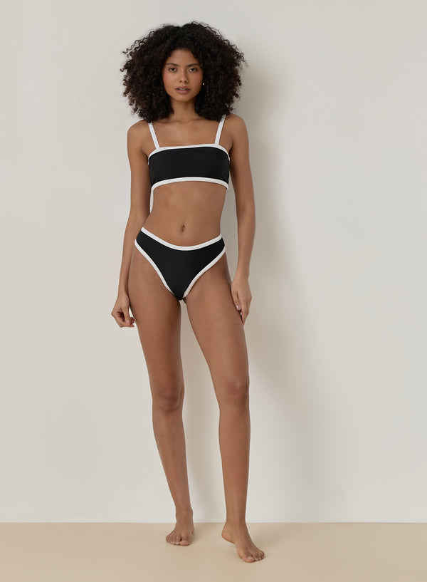 4th & reckless Black Contrast Trim Bikini Top- Cabo