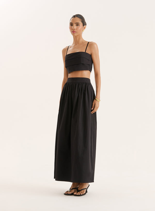 4th & Reckless Black Cotton Cami Crop Top- Marina
