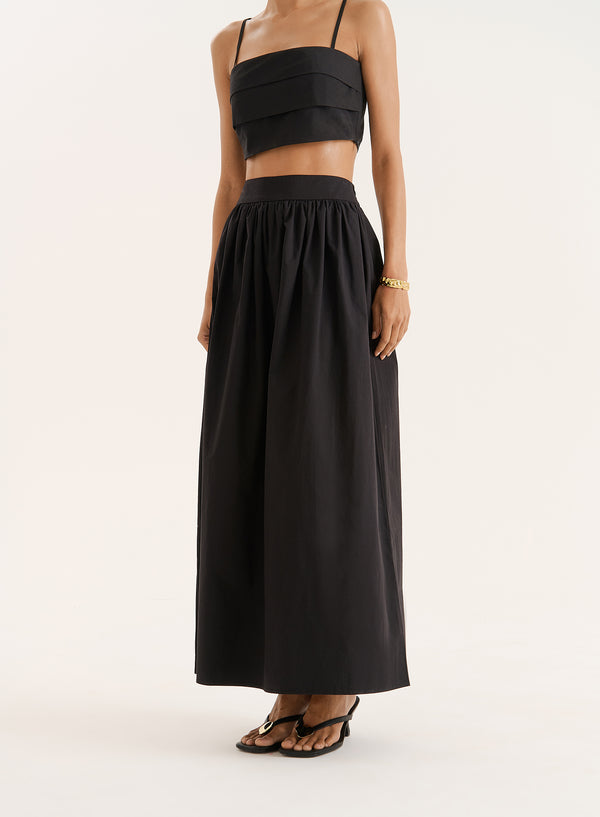 4th & Reckless Black Cotton Maxi Skirt- Marina